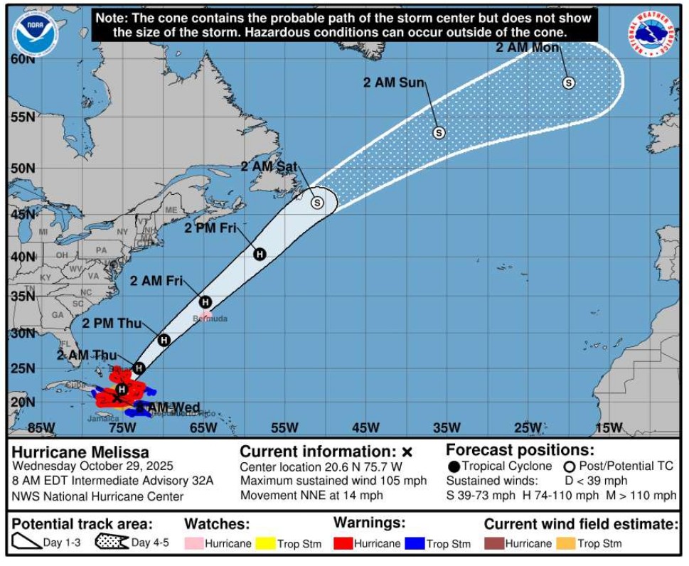 SPECIAL WEATHER ALERT - ALERT #23 ON HURRICANE MELISSA WEDNESDAY 29TH OCTOBER 2025 AT 12PM EDT